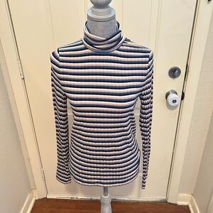 Madewell Striped Long Sleeve Turtleneck Top Medium
